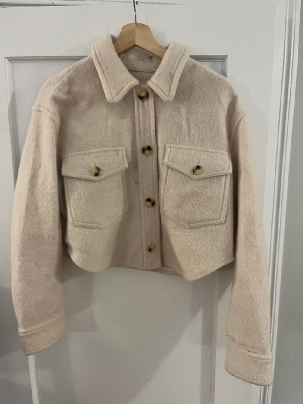 Aritzia Wilfred Free The Gans Cropped Shirt Jacket - S Heather Bone